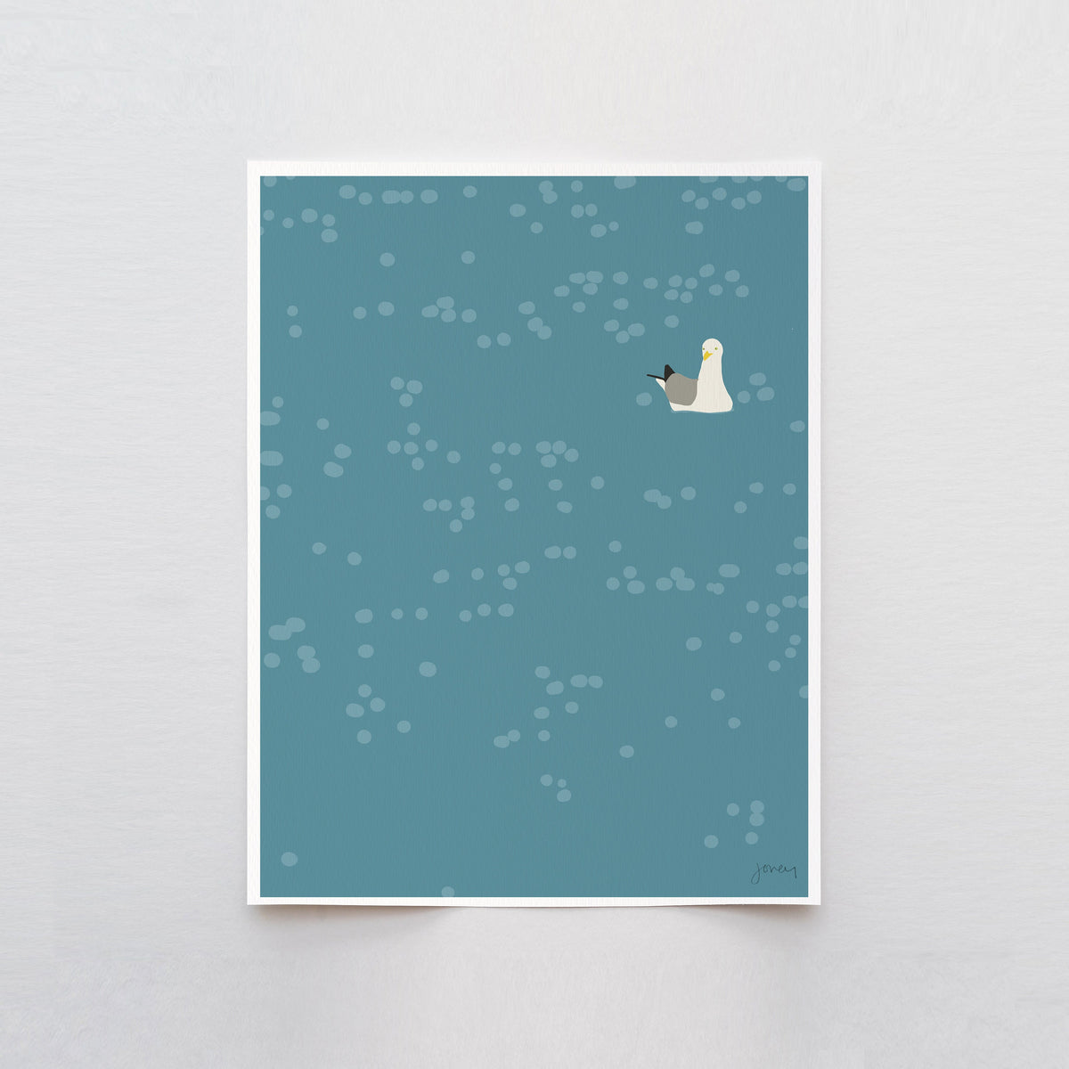 Seagull Floating on Water Signed Art Print - 140724