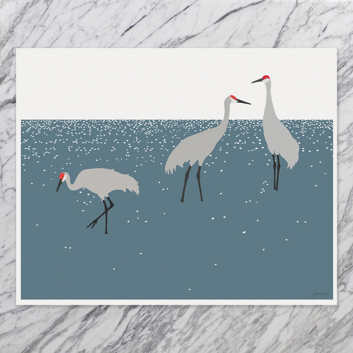 Sandhill Cranes Signed Art Print - 250131