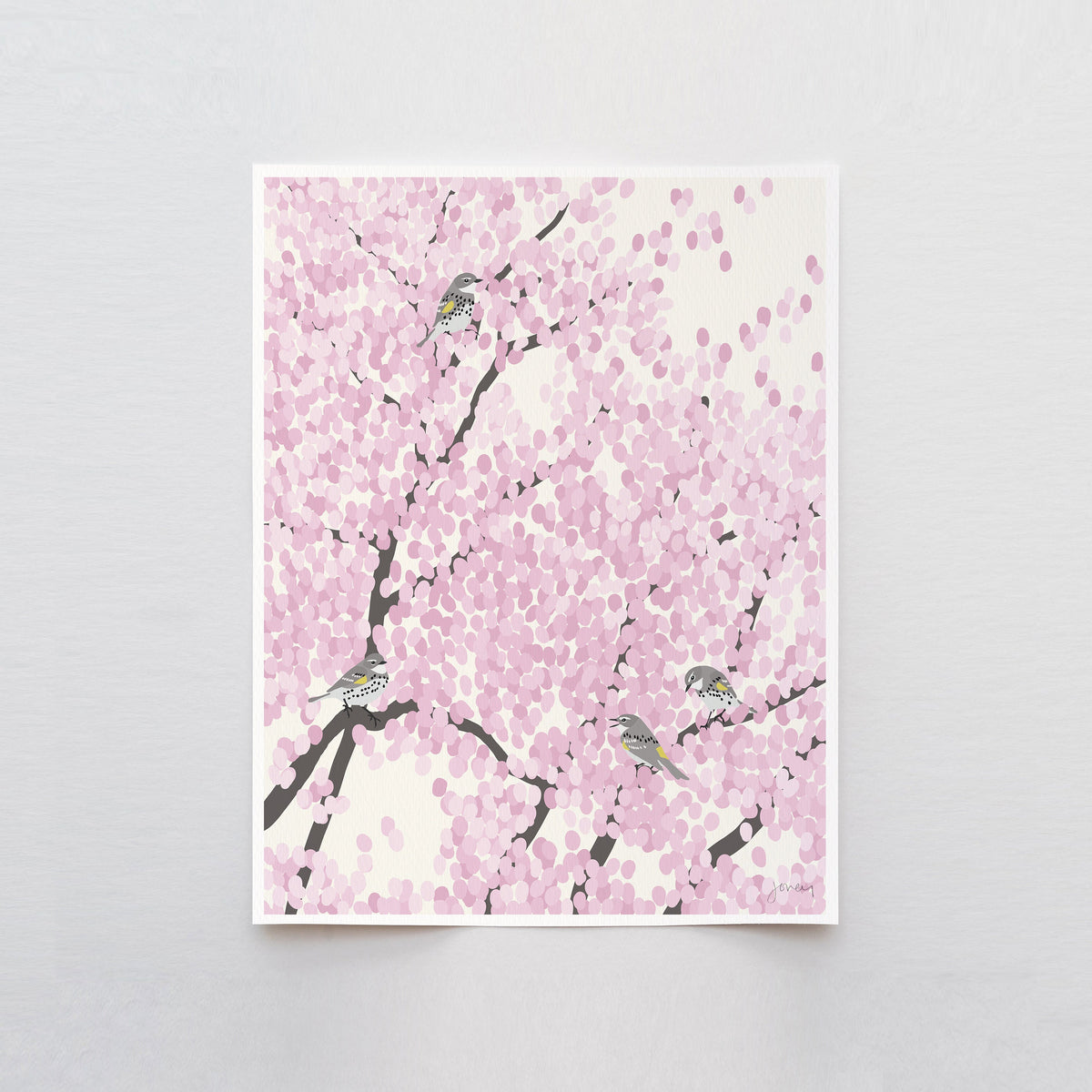 Spring Warblers in Cherry Tree Signed Art Print - 230422