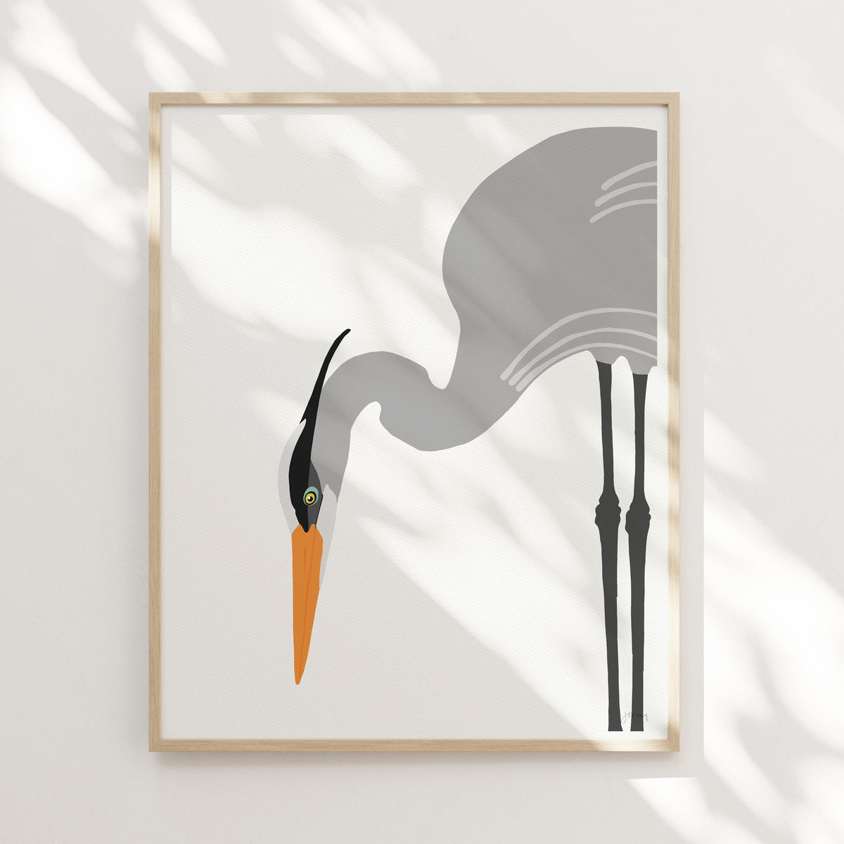 Great Blue Heron Fishing Signed Art Print - 250411