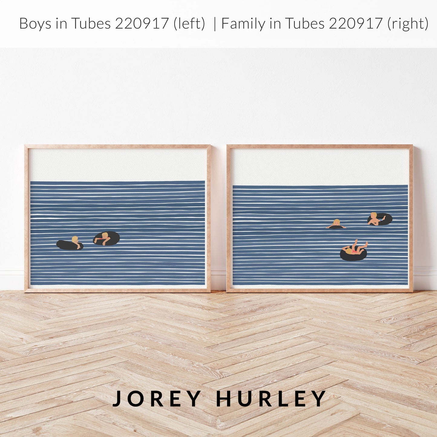 Family in Inner Tubes Art Print - Unframed or Framed - 220917