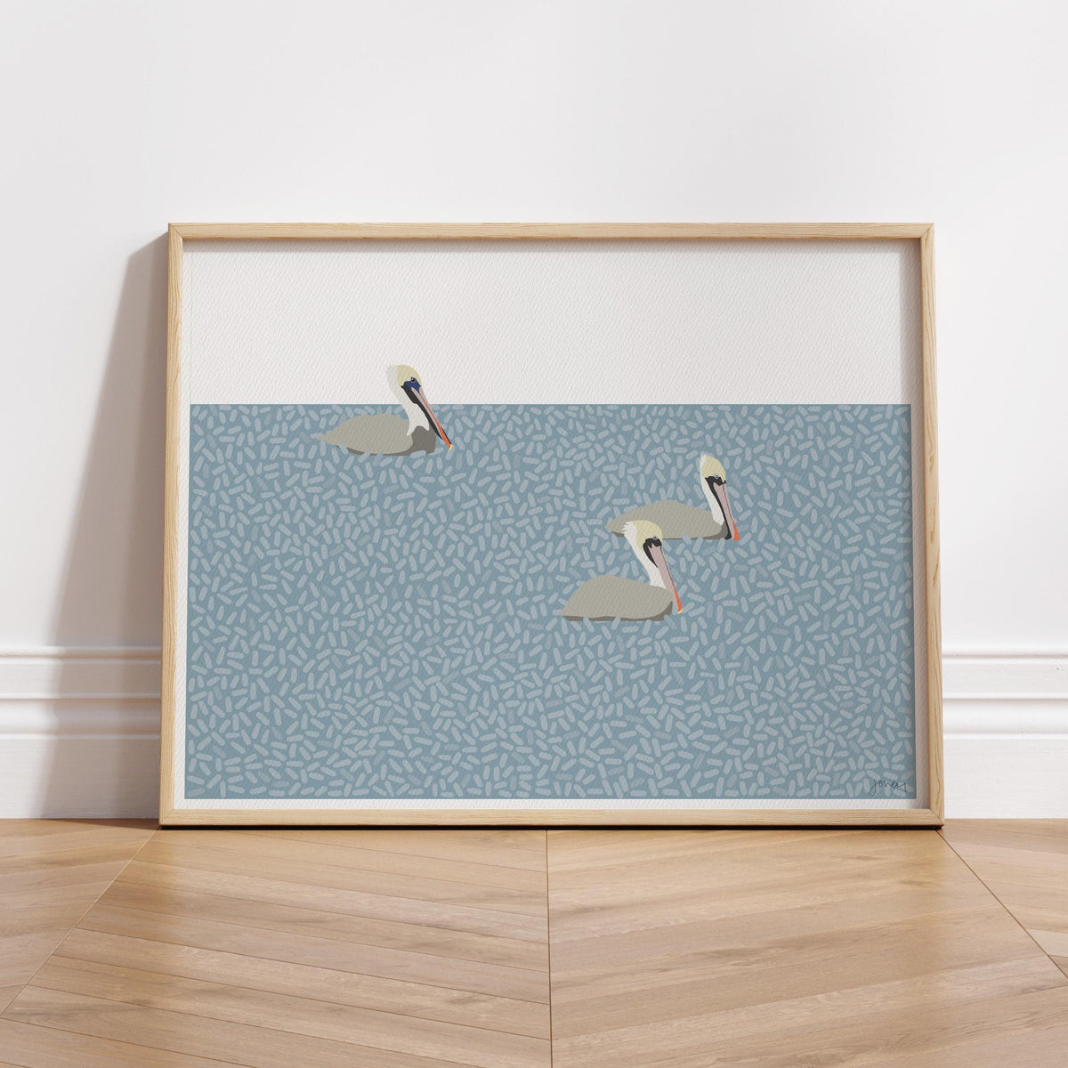Floating Pelicans Signed Art Print - 250109