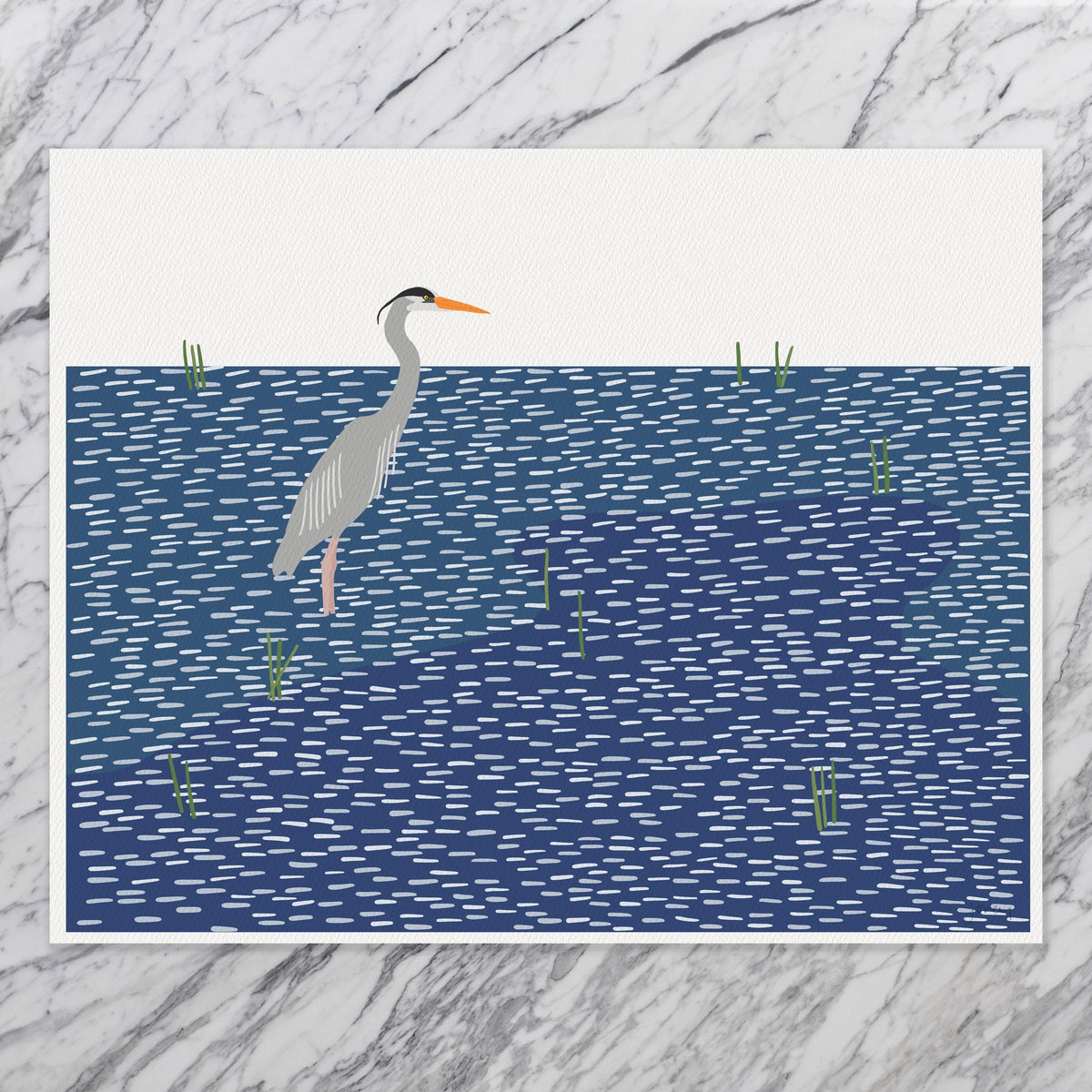 Heron Signed Art Print – Signed Minimalist Coastal Wall Art - 251020