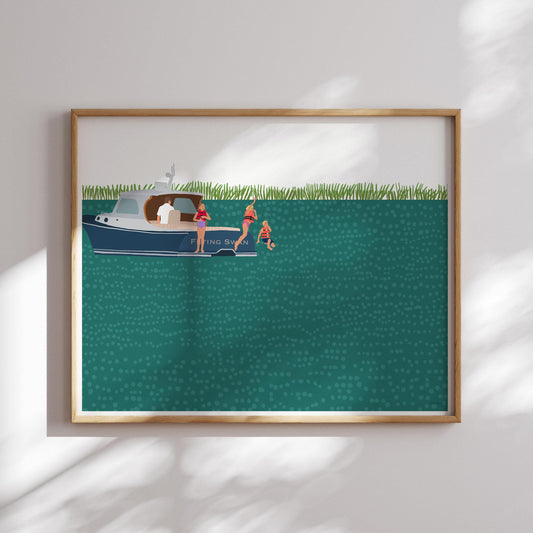 Picnic Boat, signed art print - 211029