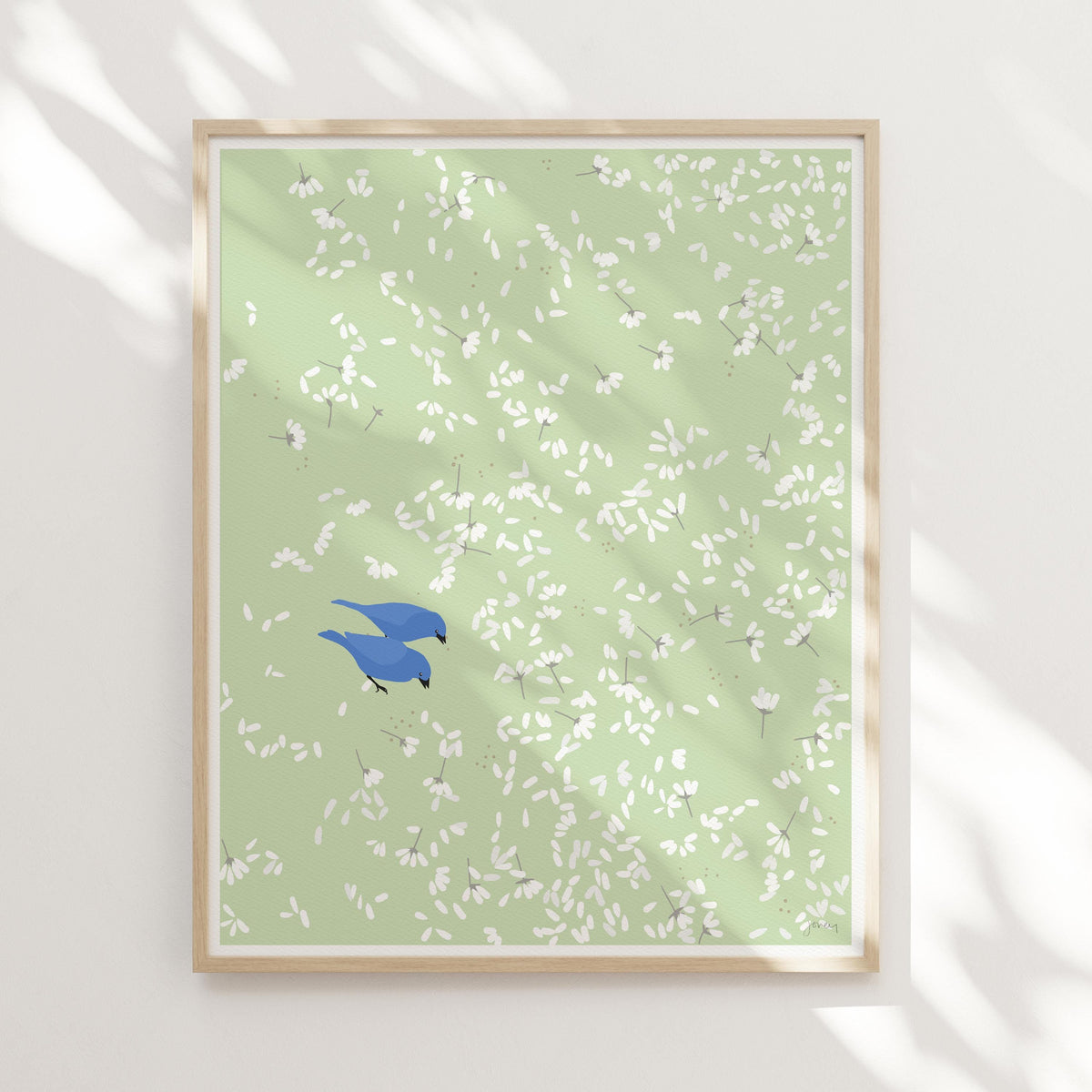 Cherry Blossoms and Blue Birds Signed Art Print - 150423
