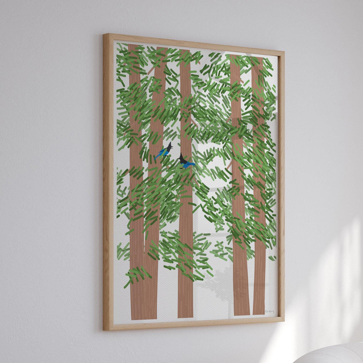 Redwoods with Jays, signed art print - 260721