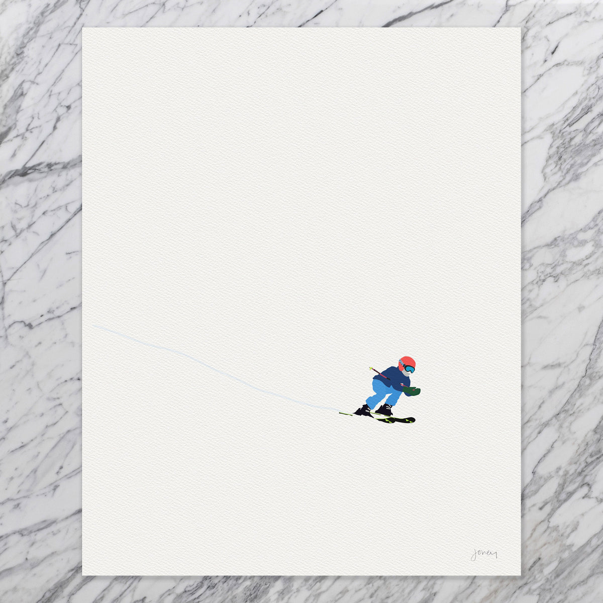 Downhill Skiing Signed Art Print - 240107