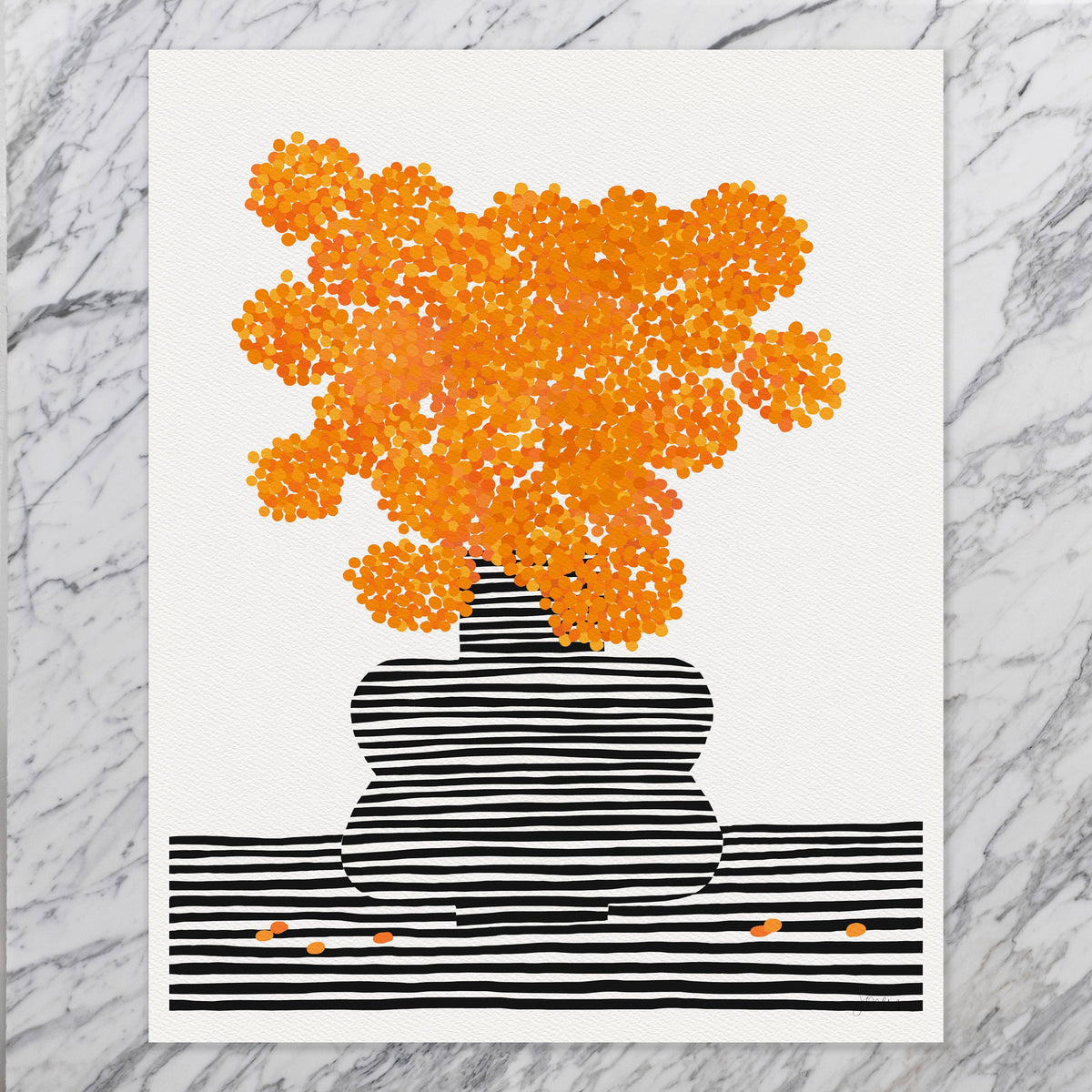 Marigolds Abstract Still Life Signed Art Print - 211212