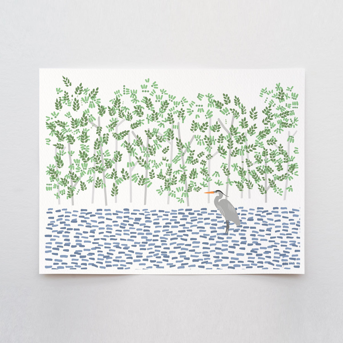 Great Blue Heron and Mangrove Signed Art Print - 250403