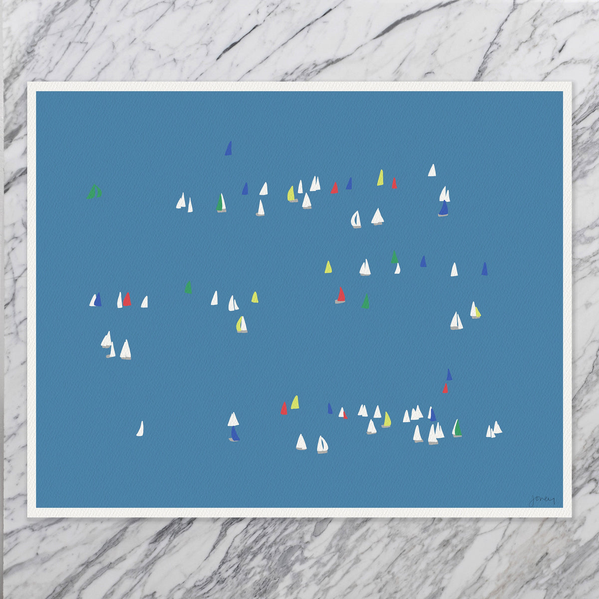 Sailing Regatta Abstract Signed Art Print - 160216