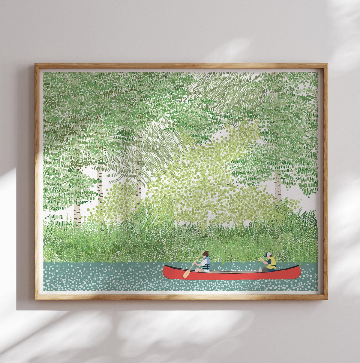 Canoeing Brother and Sister Signed Art Print - 210708