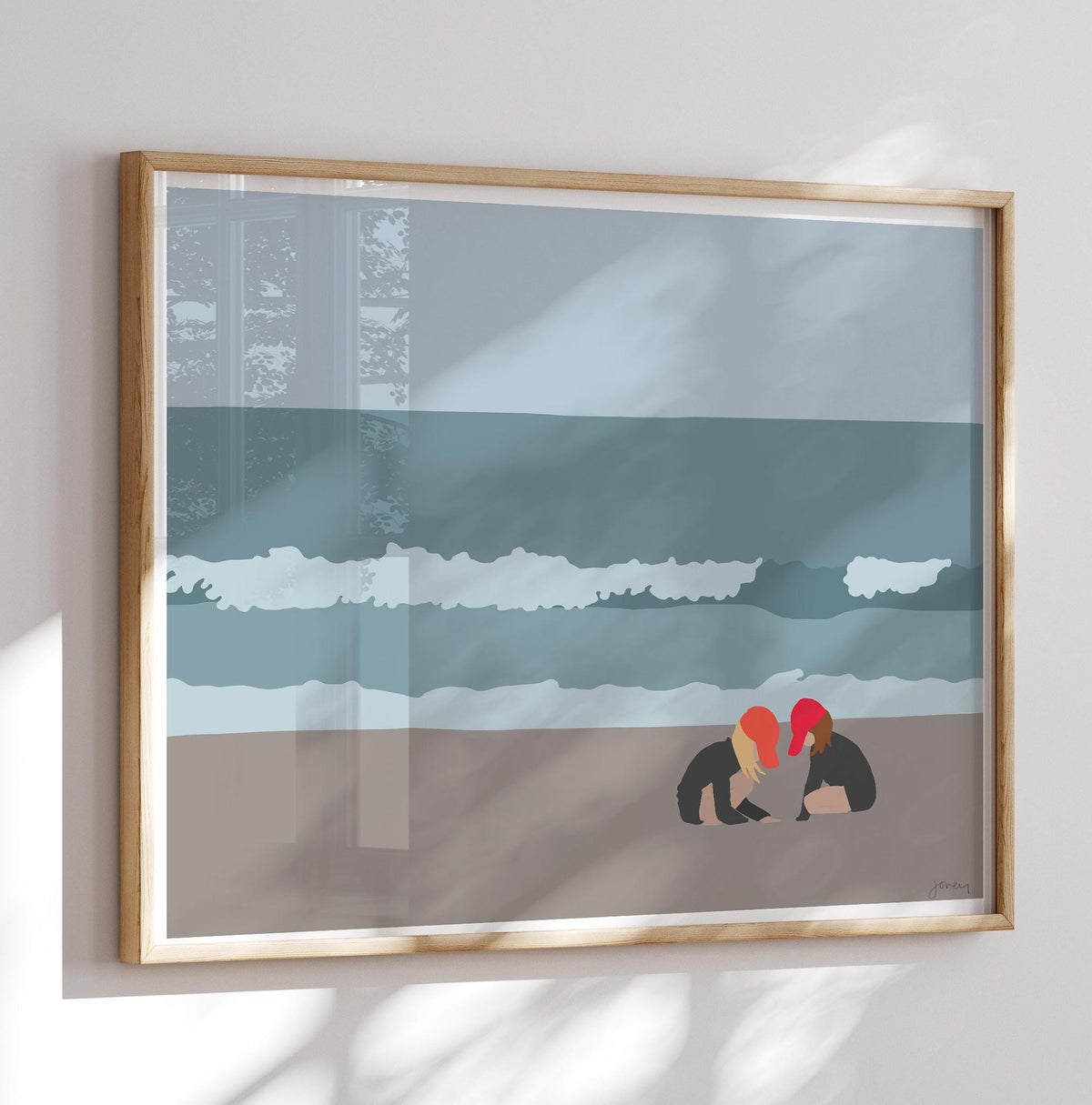 Sisters Play in the Sand Signed Art Print - 160502