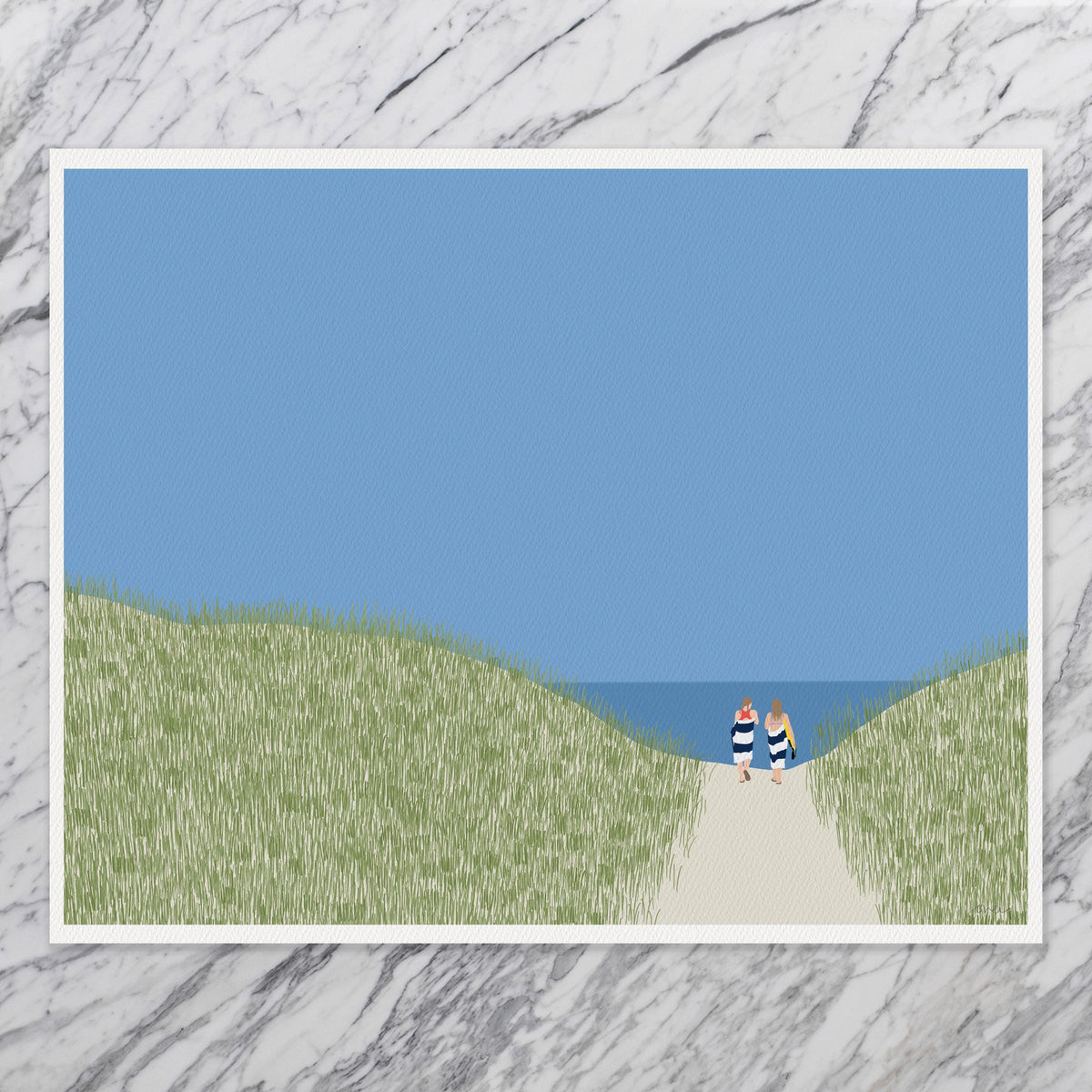 Walking through Beach Dunes Signed Art Print - 250210