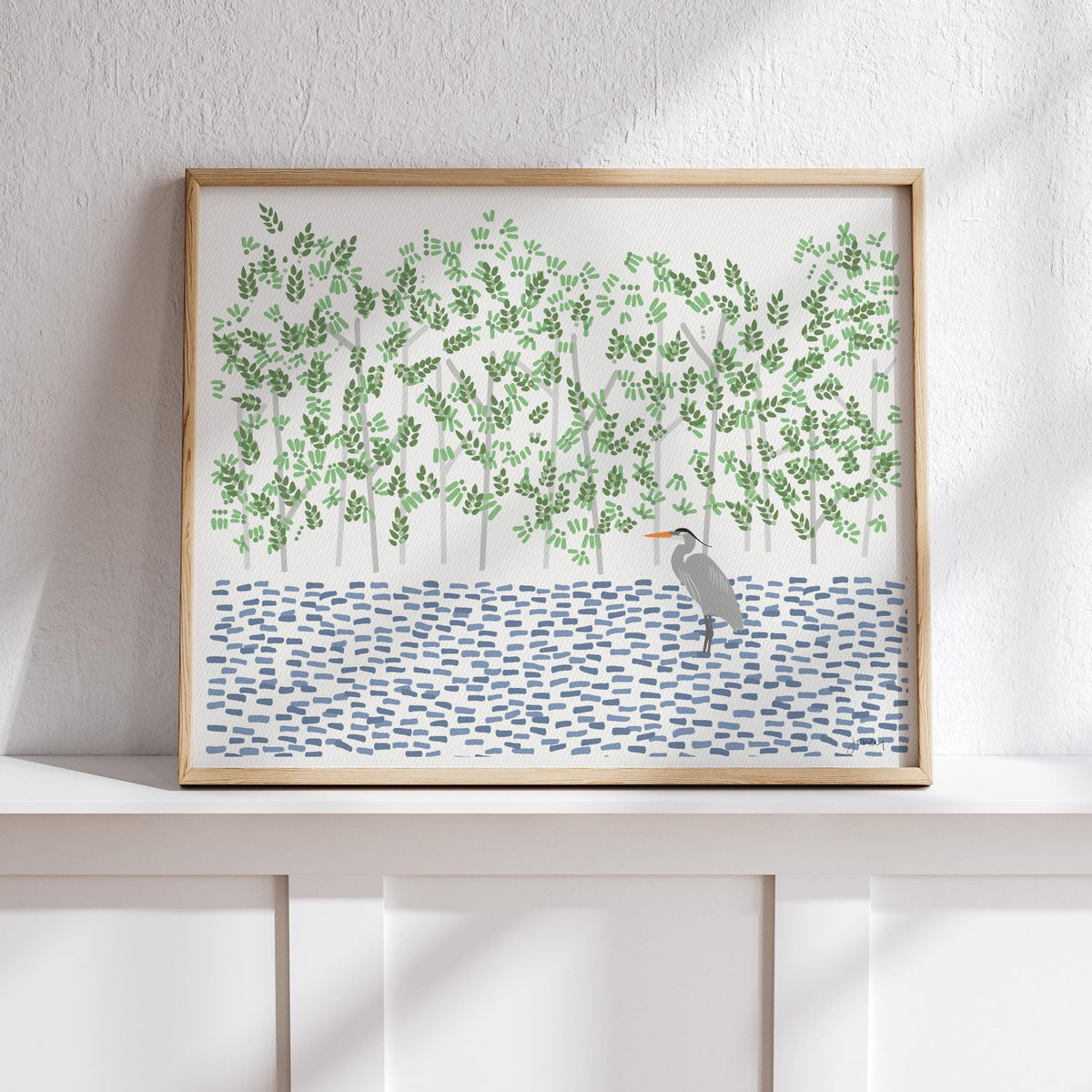Great Blue Heron and Mangrove Signed Art Print - 250403