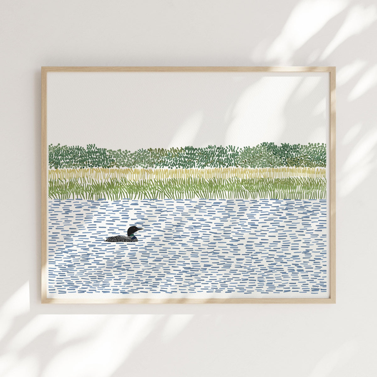 Loon on a River Signed Art Print - 250602
