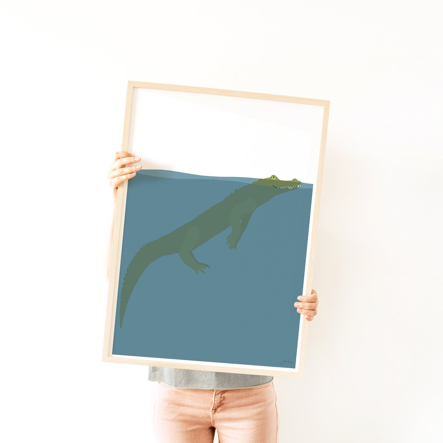 Floating Baby Alligator Art Print - Unframed or Framed - 161226