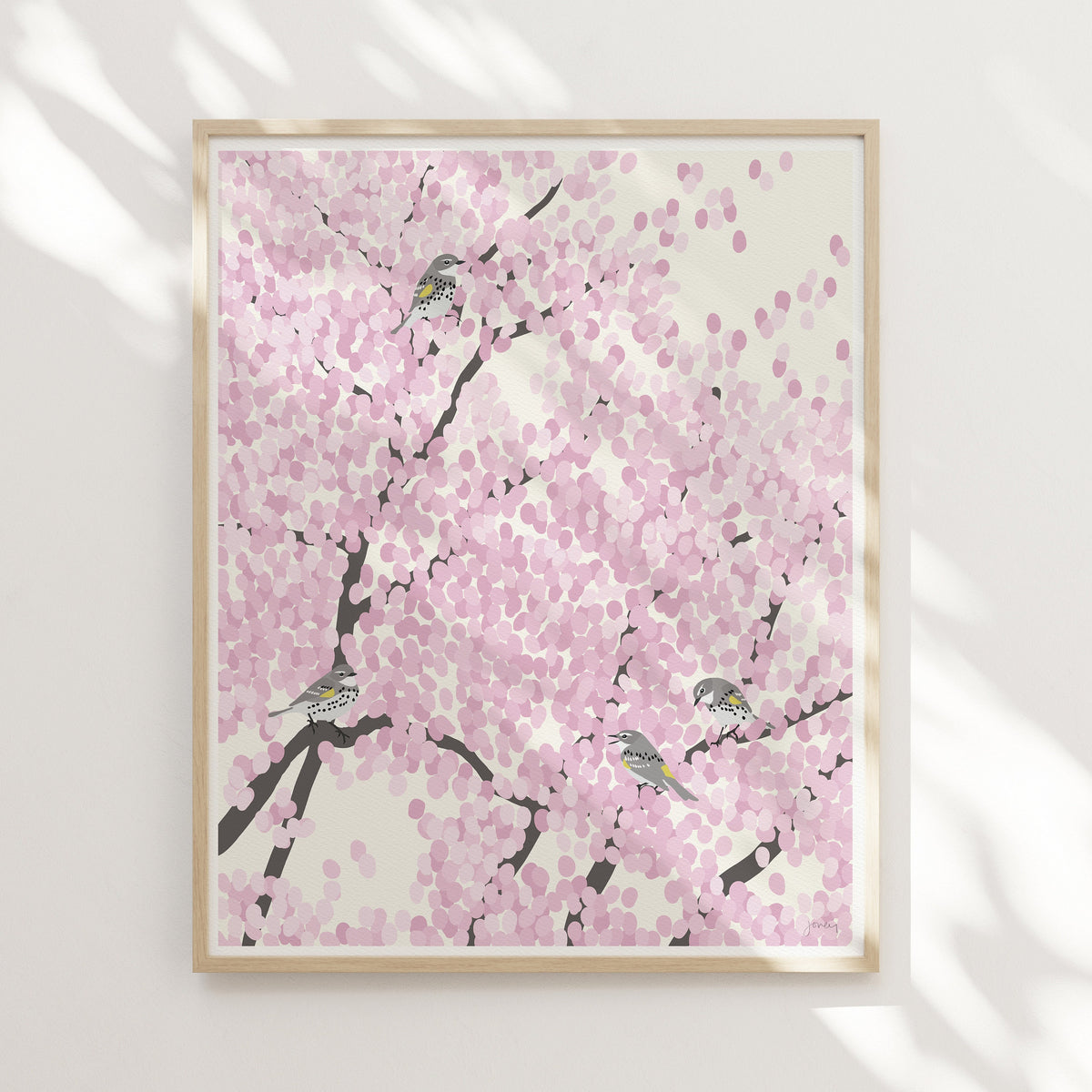 Spring Warblers in Cherry Tree Signed Art Print - 230422