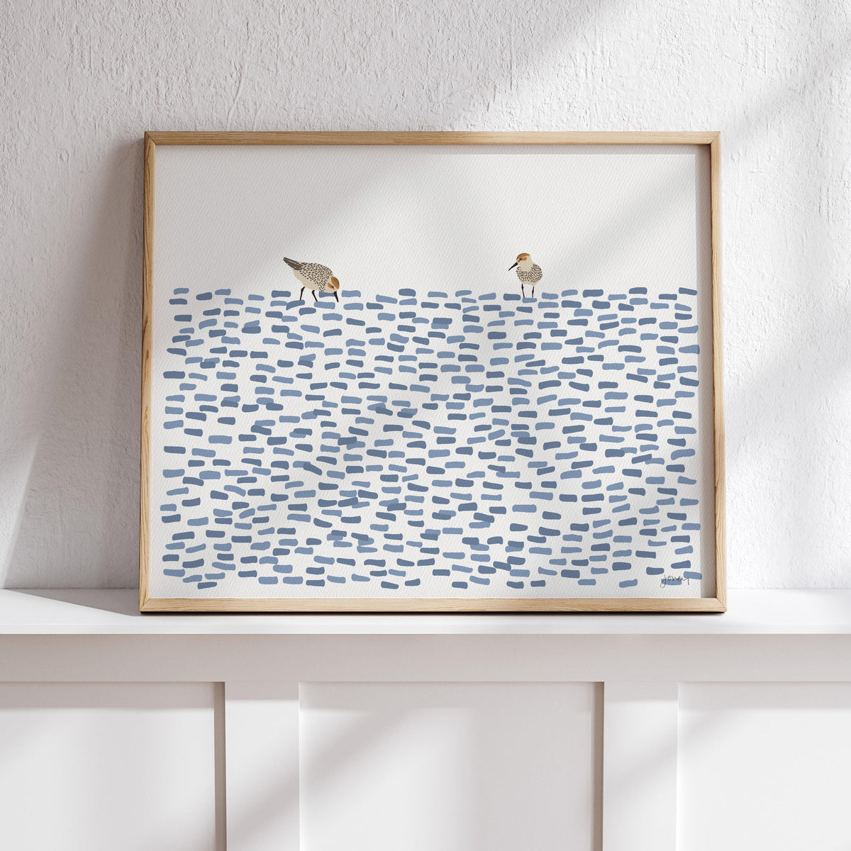 Sandpipers Abstract Signed Art Print - 250404