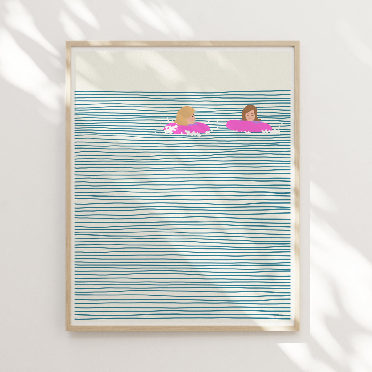 Girls in Pink Floaties Signed Art Print - 130809