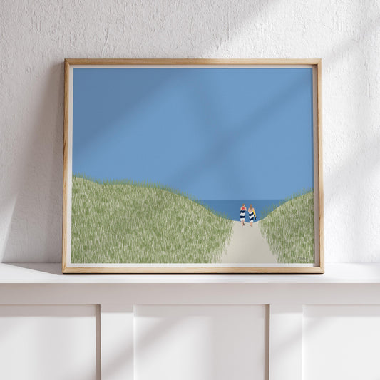 Walking through Beach Dunes Art Print - Unframed or Framed - 250210