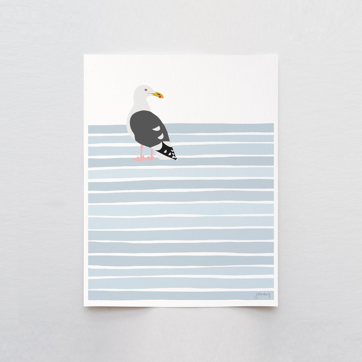 Wading Seagull Signed Art Print - 250907