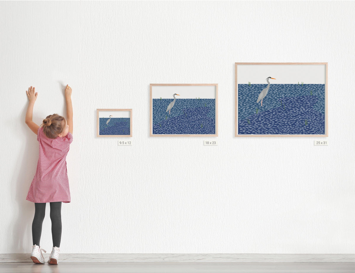 Heron Signed Art Print – Signed Minimalist Coastal Wall Art - 251020