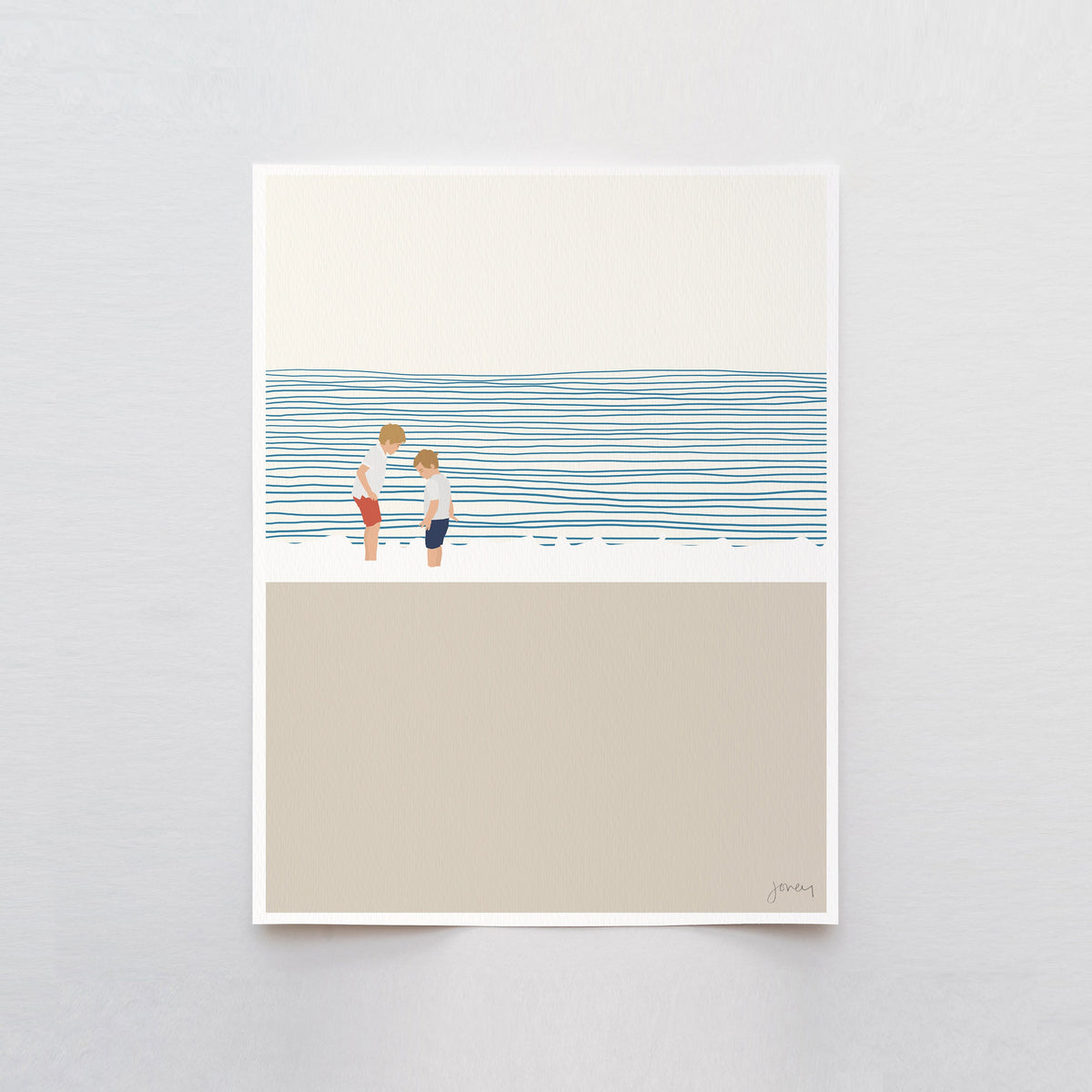 Brothers on the Beach Signed Art Print - 140619