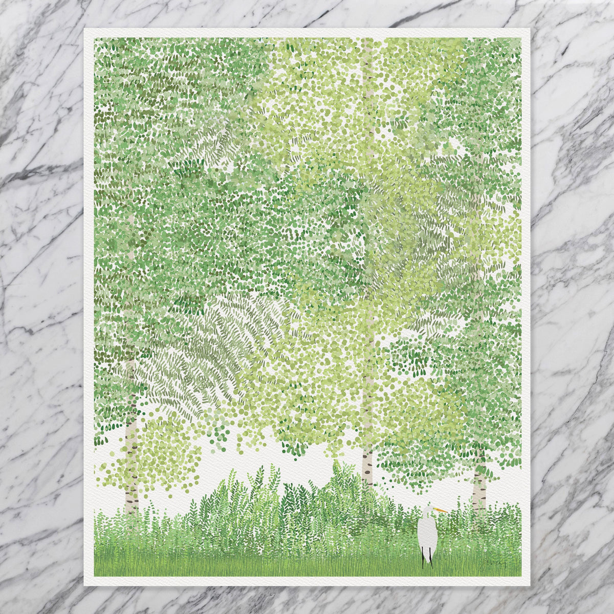 Egret in Marsh Signed Art Print - 250215