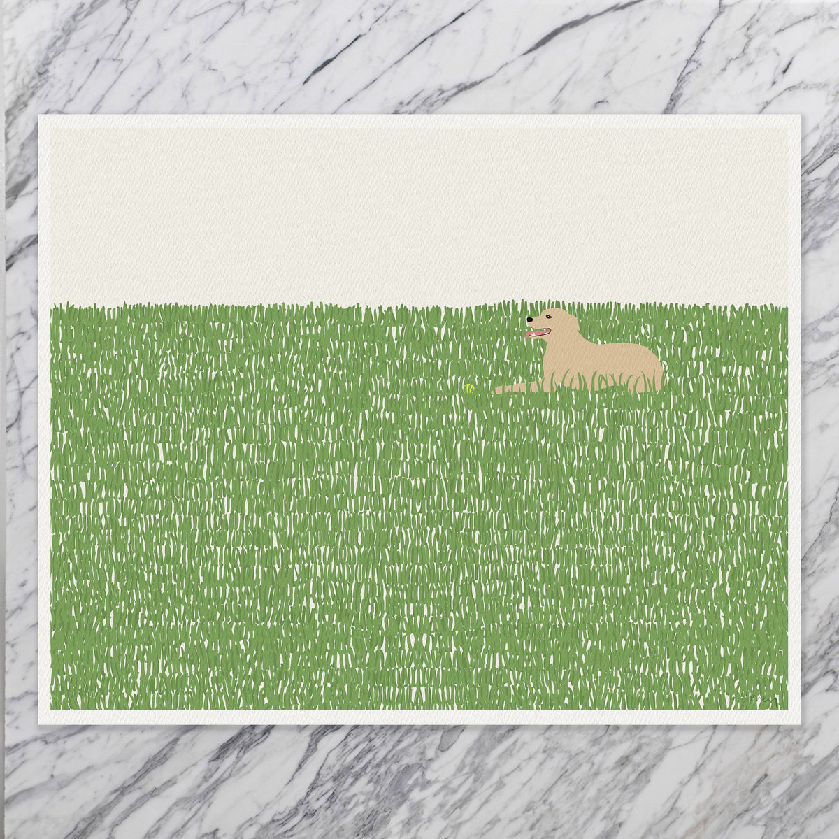 Happy Labrador in the Grass Signed Art Print - 141008