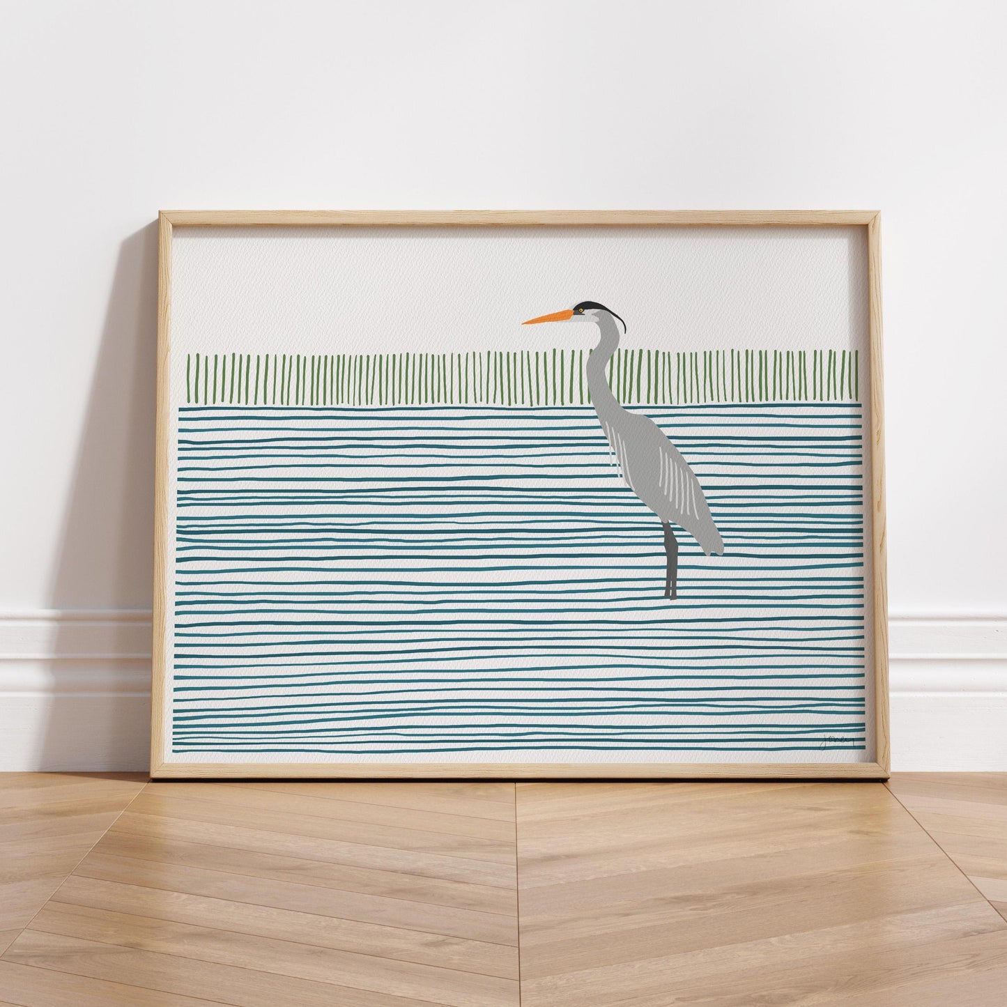 Great Blue Heron Abstract Art Print - Unframed or Framed - 250401