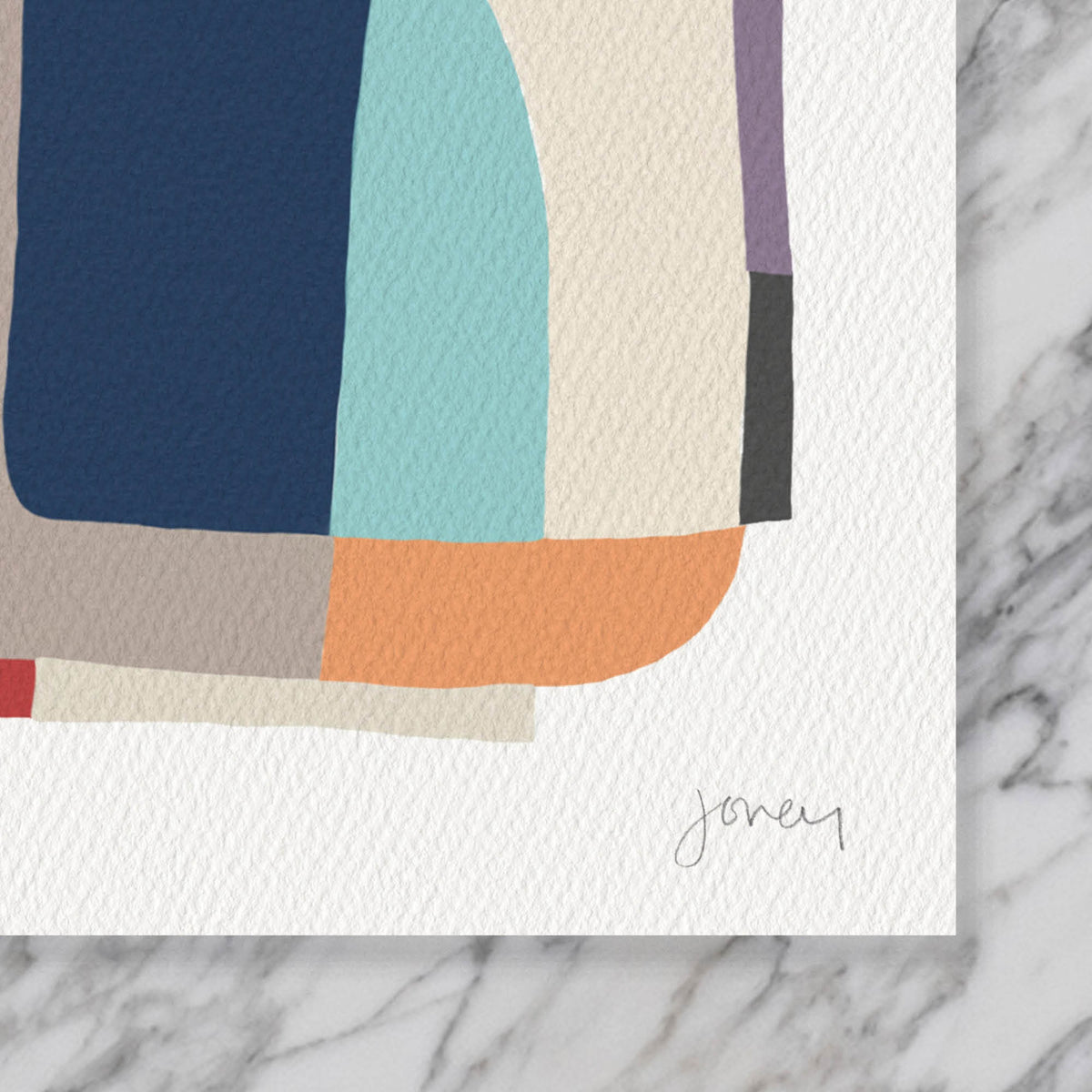 Interlocking Colors Modern Signed Art Print - 180405
