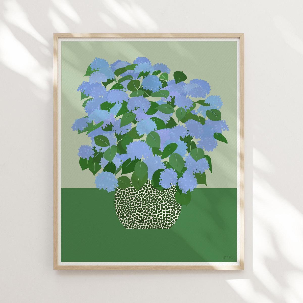 Blue Hydrangea Still Life Signed Art Print - 240628