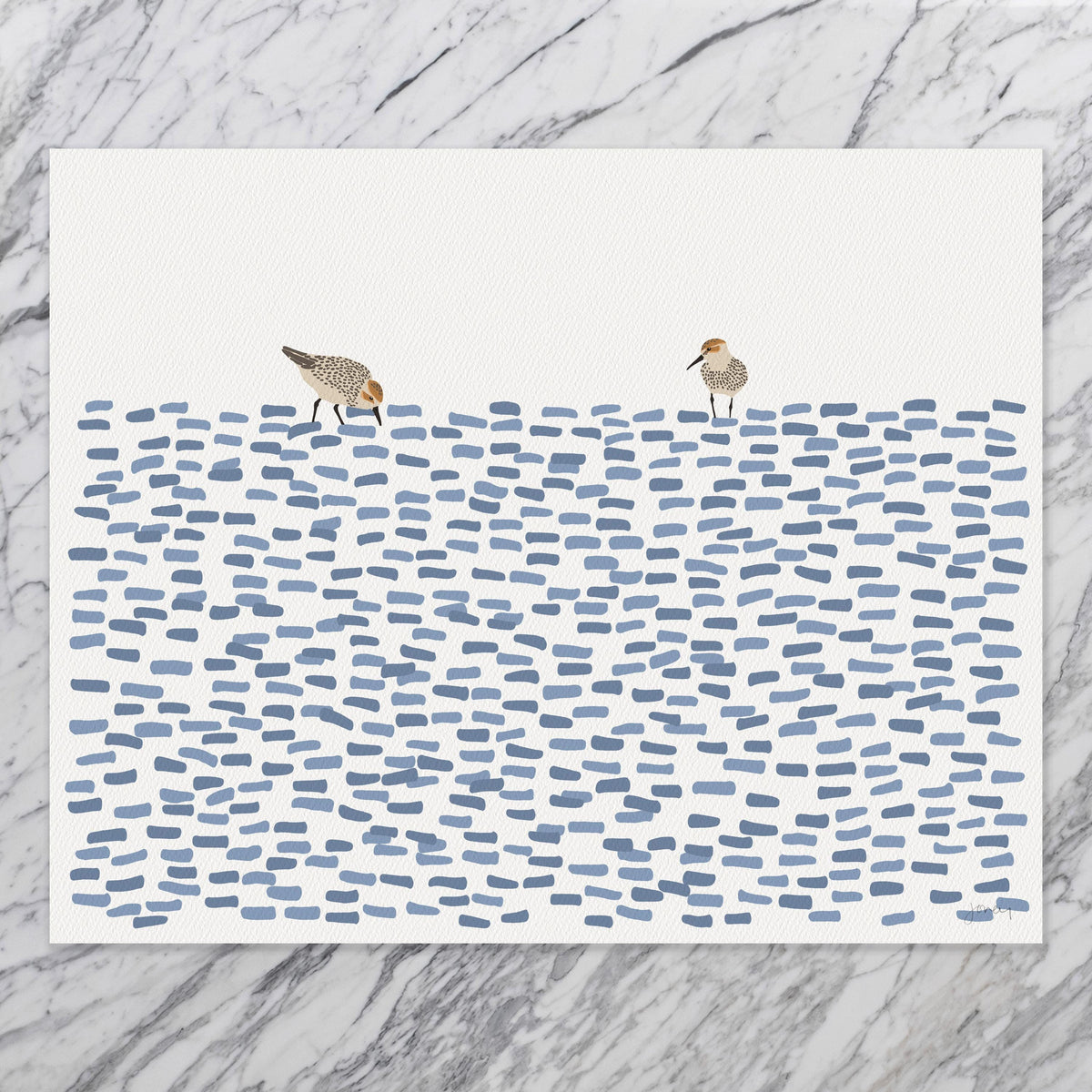 Sandpipers Abstract Signed Art Print - 250404