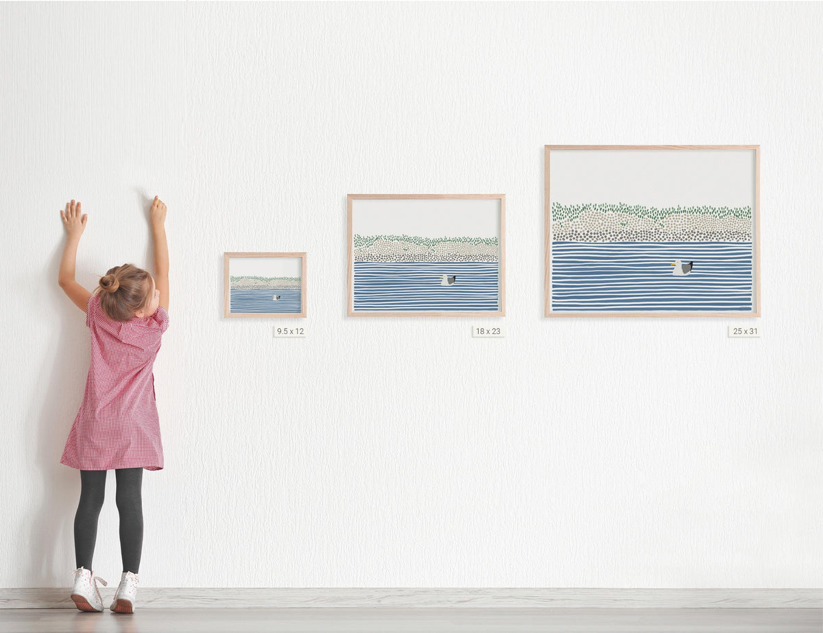 Seagull Waiting in Wetlands Signed Art Print - 240825