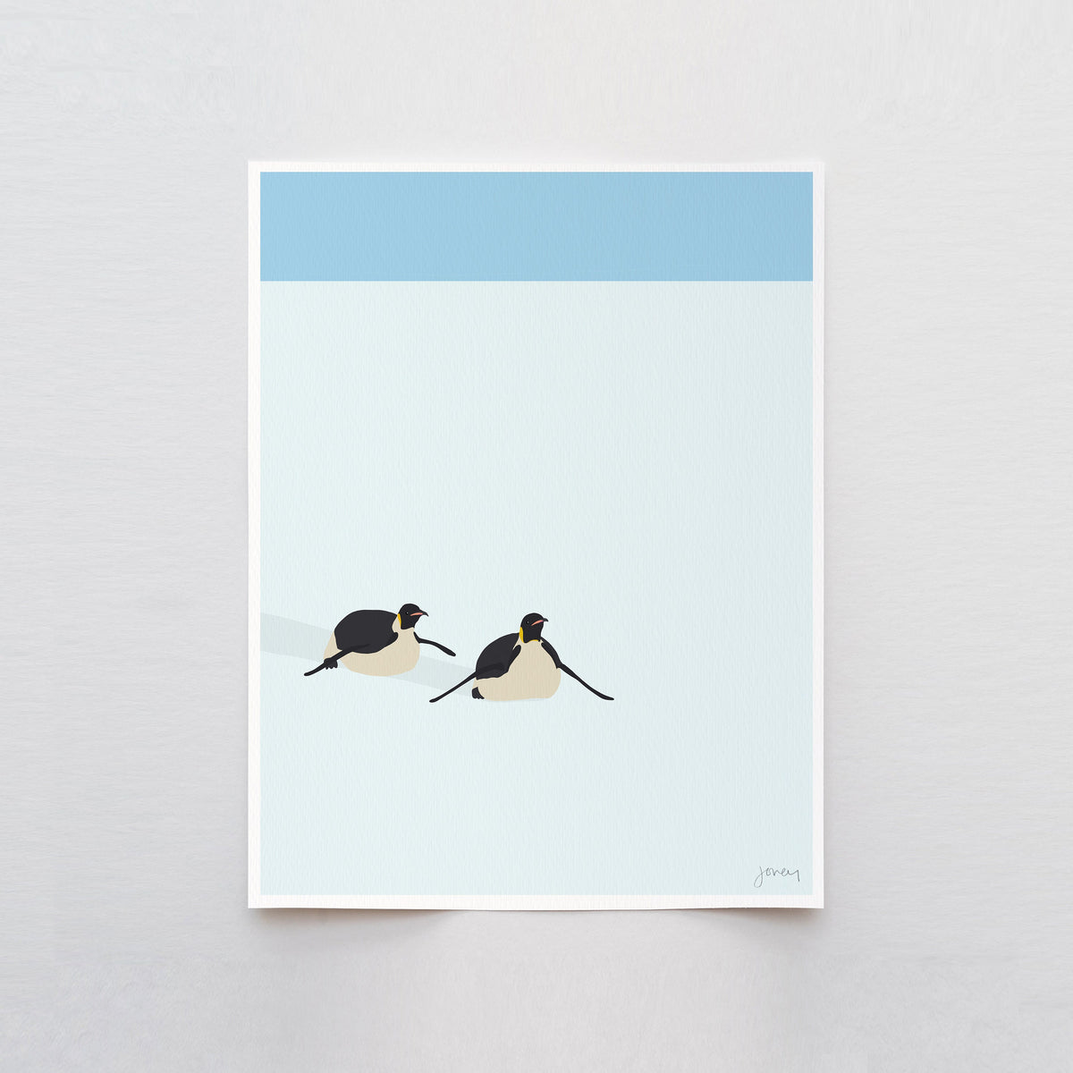 Emperor Penguins Sliding Signed Art Print - 240408