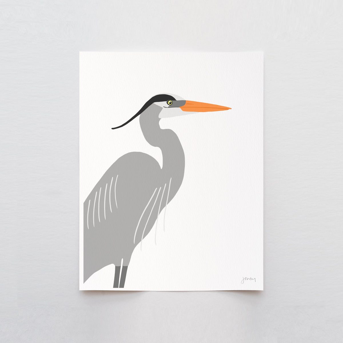 Great Blue Heron Profile Signed Art Print - 250410