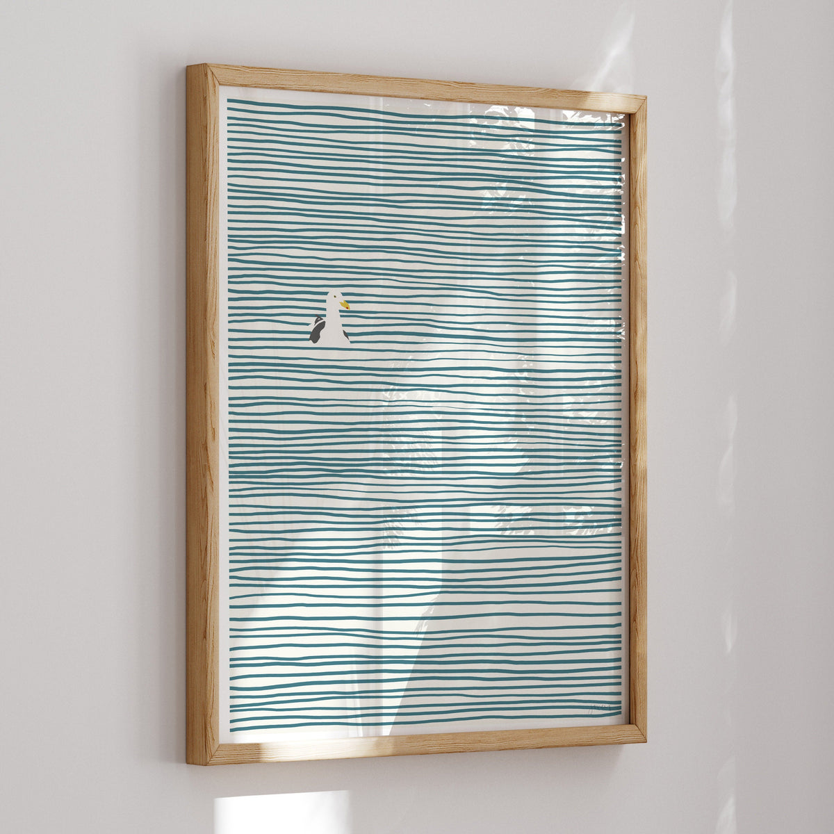 Seagull on Striped Water Signed Art Print - 130324