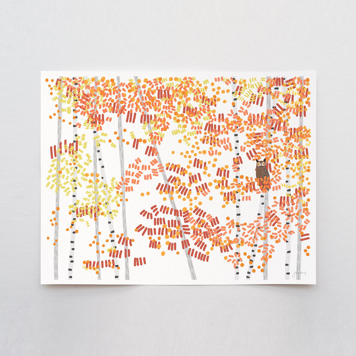 Owl in Fall Foliage Signed Art Print - 251130