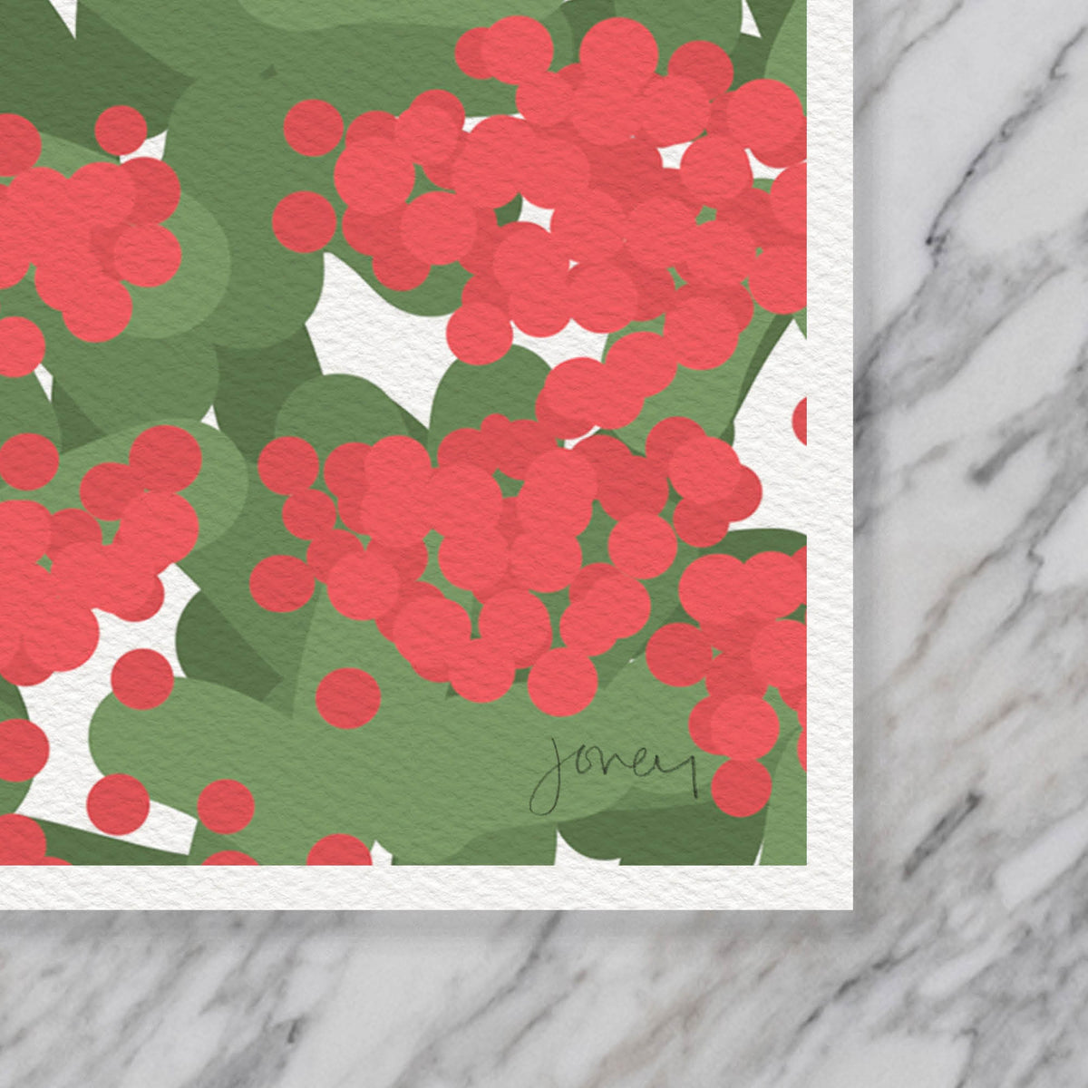 Chickadees and Toyon Berries Signed Art Print - 141116
