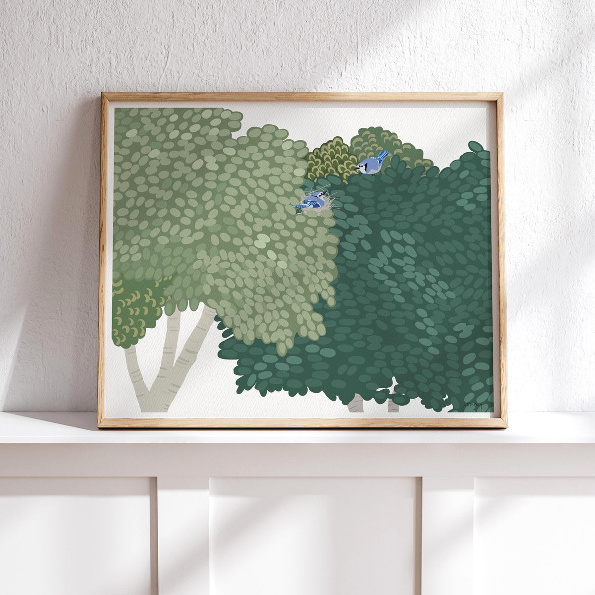 Blue Jays Nesting Signed Art Print - 250108
