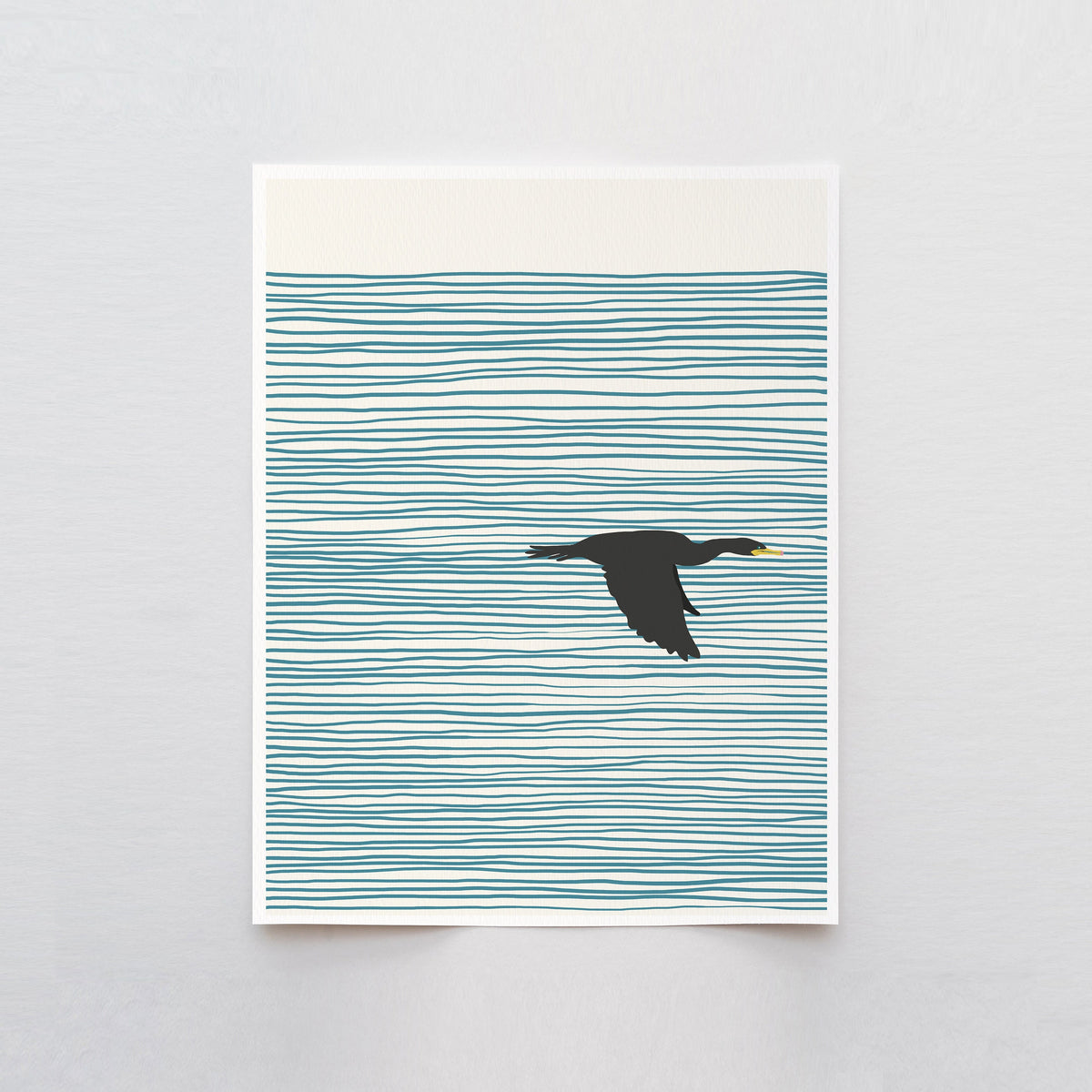 Cormorant in Flight Abstract Signed Art Print - 130410
