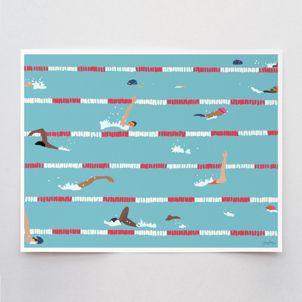 Swim Practice Signed Art Print - 160505