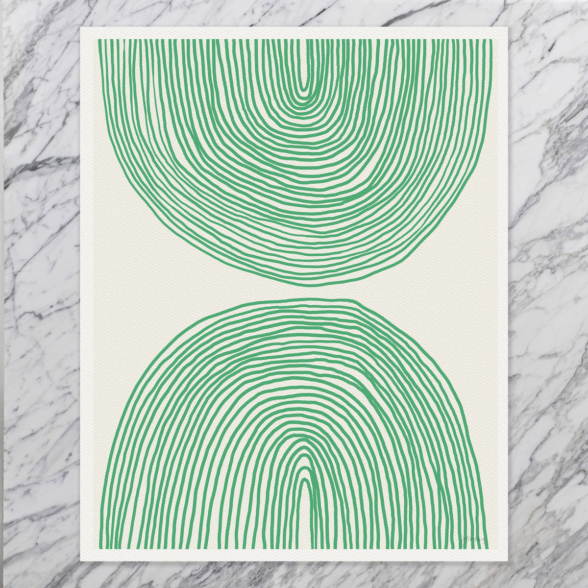 Green Striped Abstract Signed Art Print - Framed or Unframed - 160214