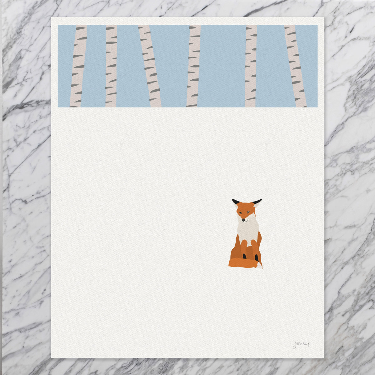 Red Fox Sitting in the Snow Signed Art Print - 230312
