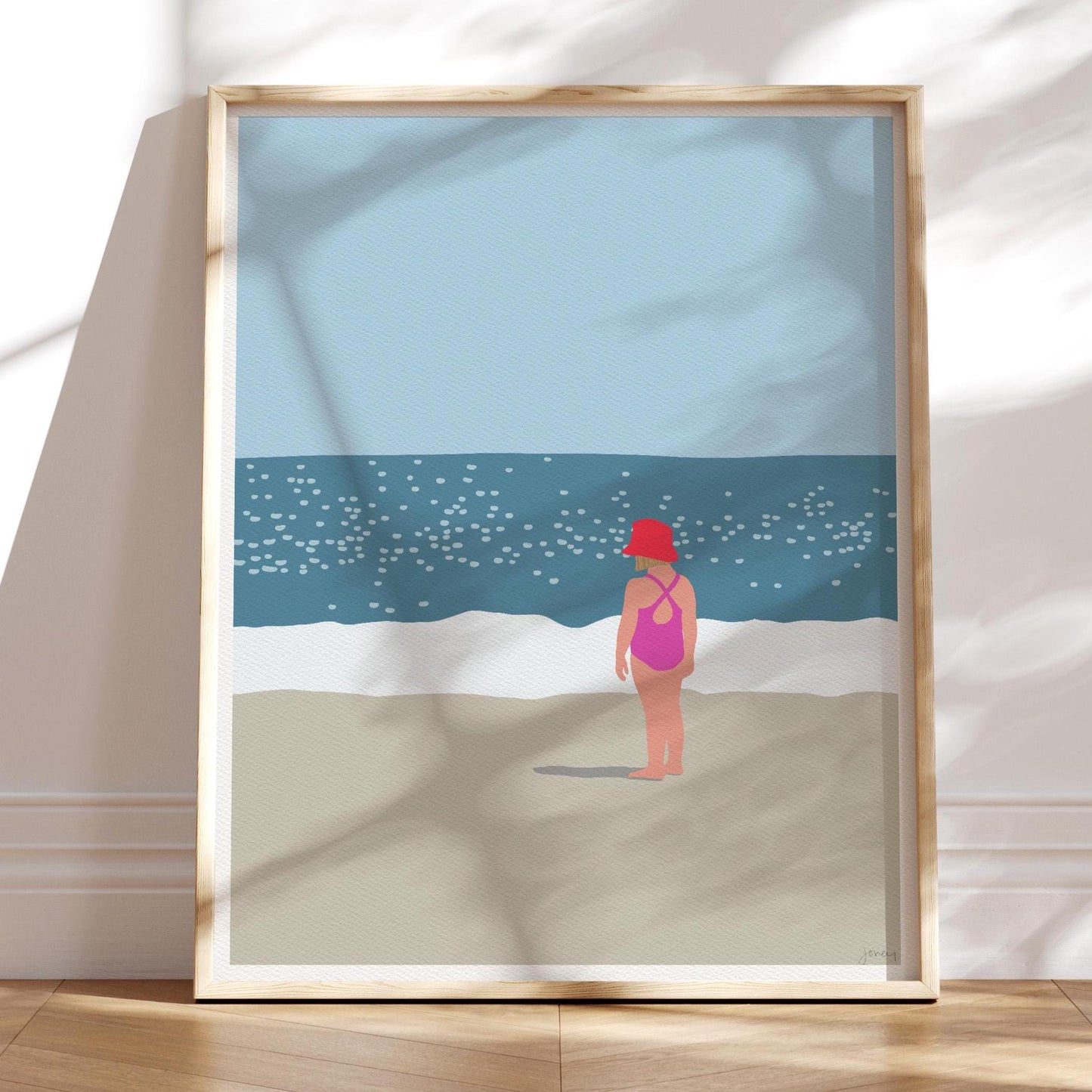 Little Girl in Sunhat on Beach Art Print - Unframed or Framed - 130718