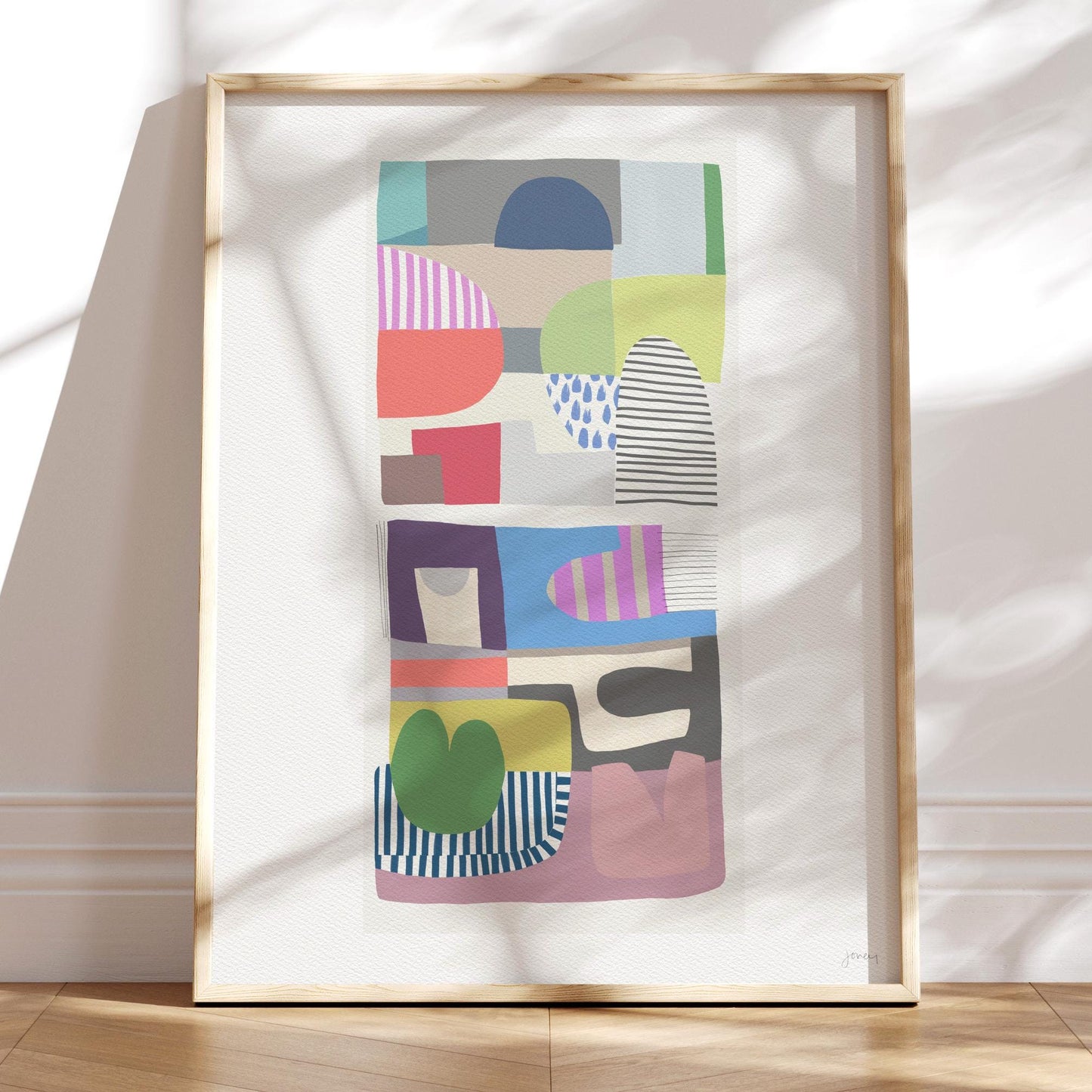 Colorful Shapes Abstract Art Print - Unframed or Framed - 180613