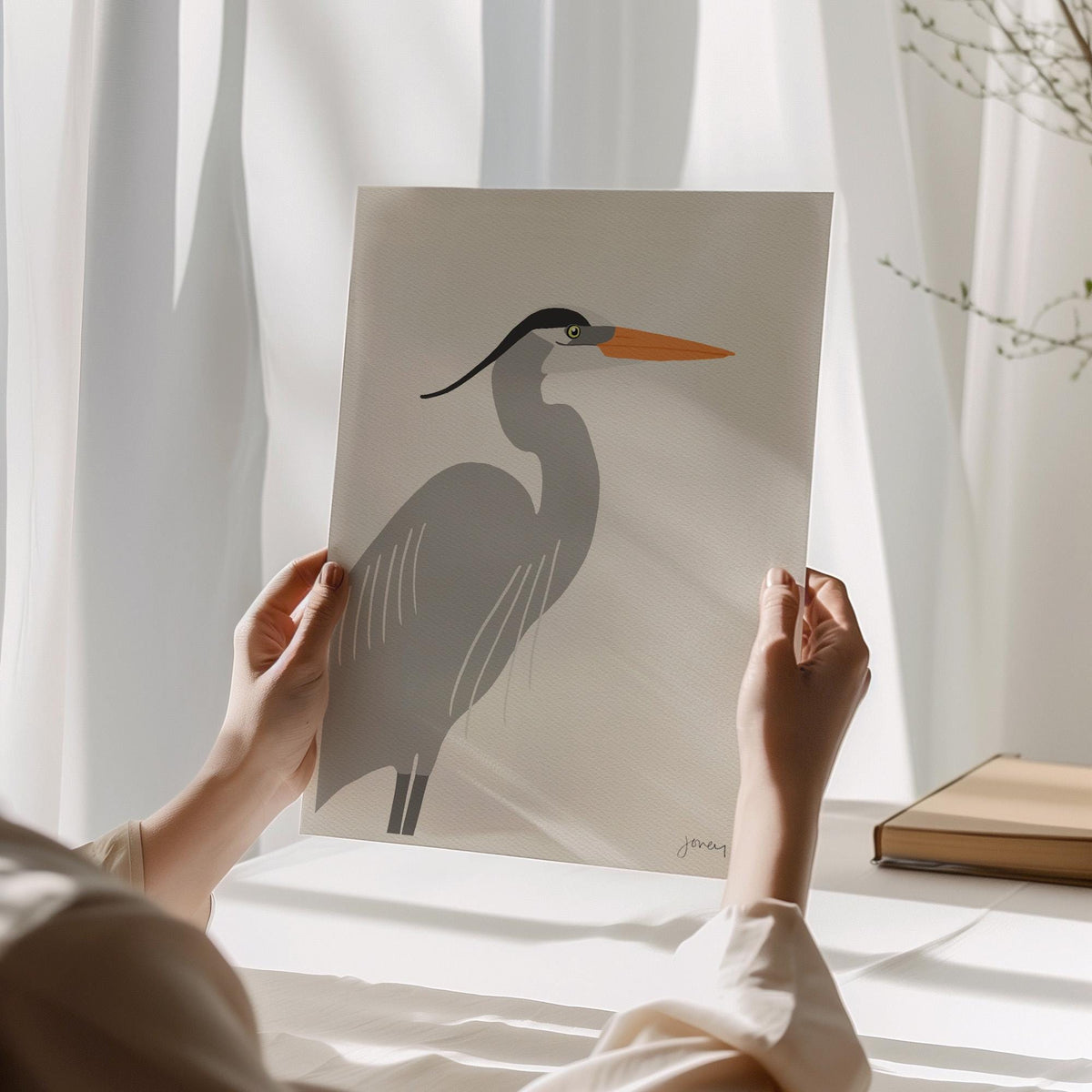 Great Blue Heron Profile Signed Art Print - 250410