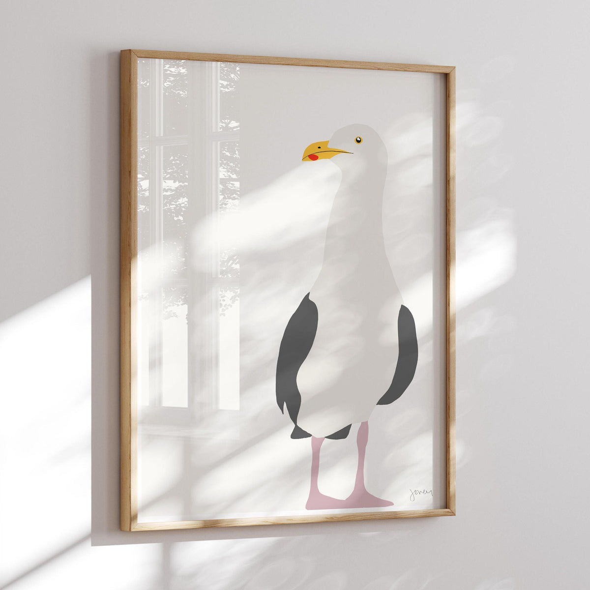 Standing Seagull Signed Art Print - 130806