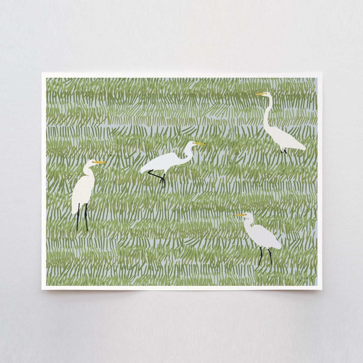 Four Egrets Signed Art Print - 220402