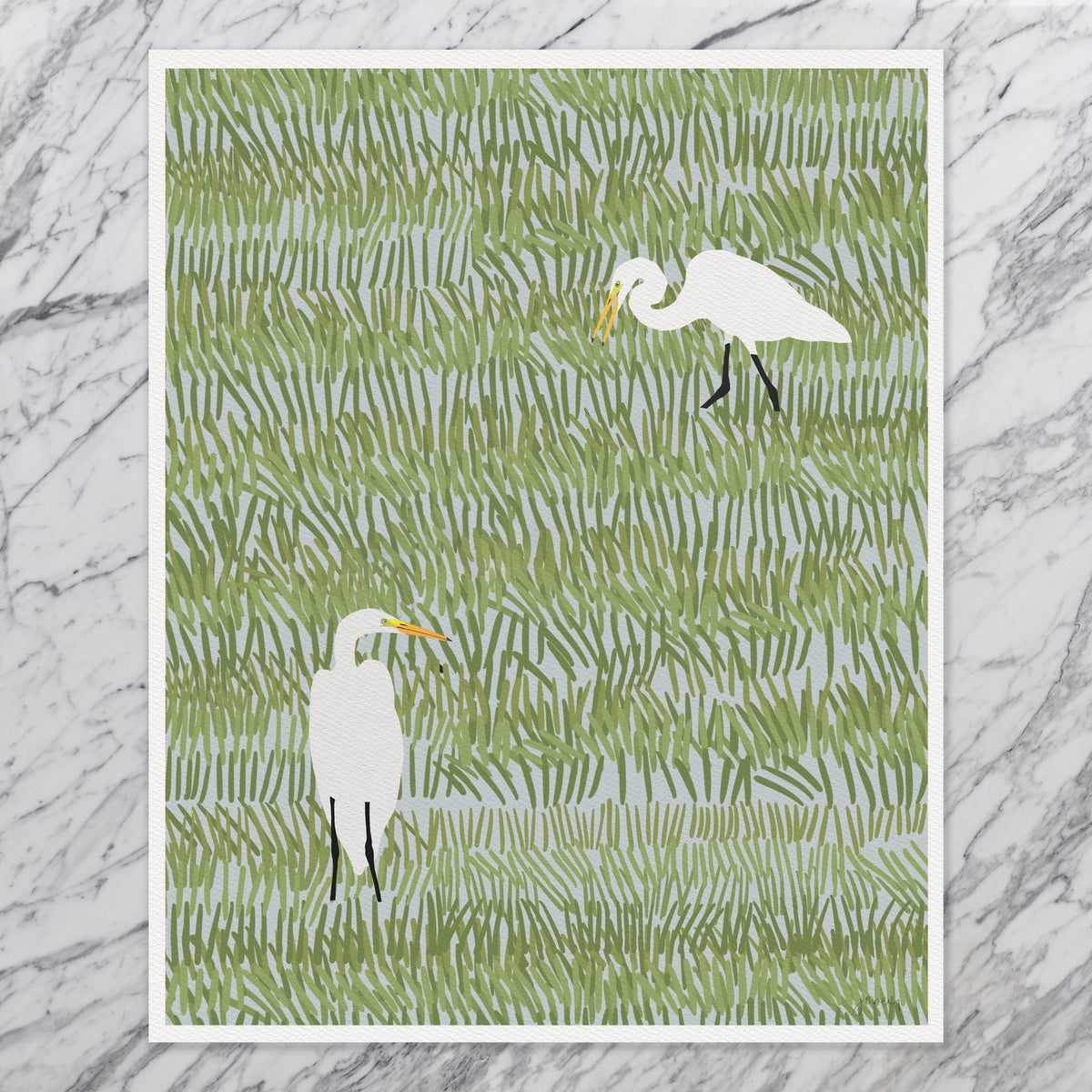 Two Egrets Signed Art Print - 220402